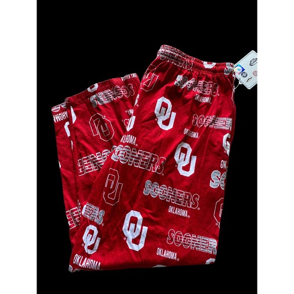OU Sooners PJ Pants XL Mens Red & White Oklahoma University Sooners Stretch Knit - Picture 1 of 7